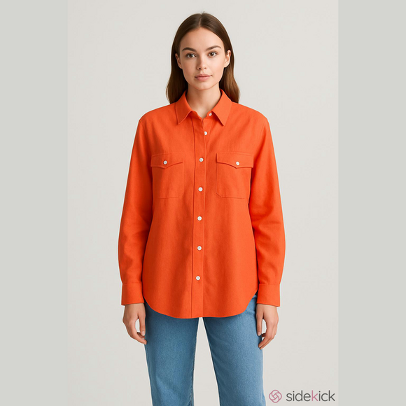 Ralph Lauren Tops - Ralph Lauren women’s electric Orange linen Button Down Shirt